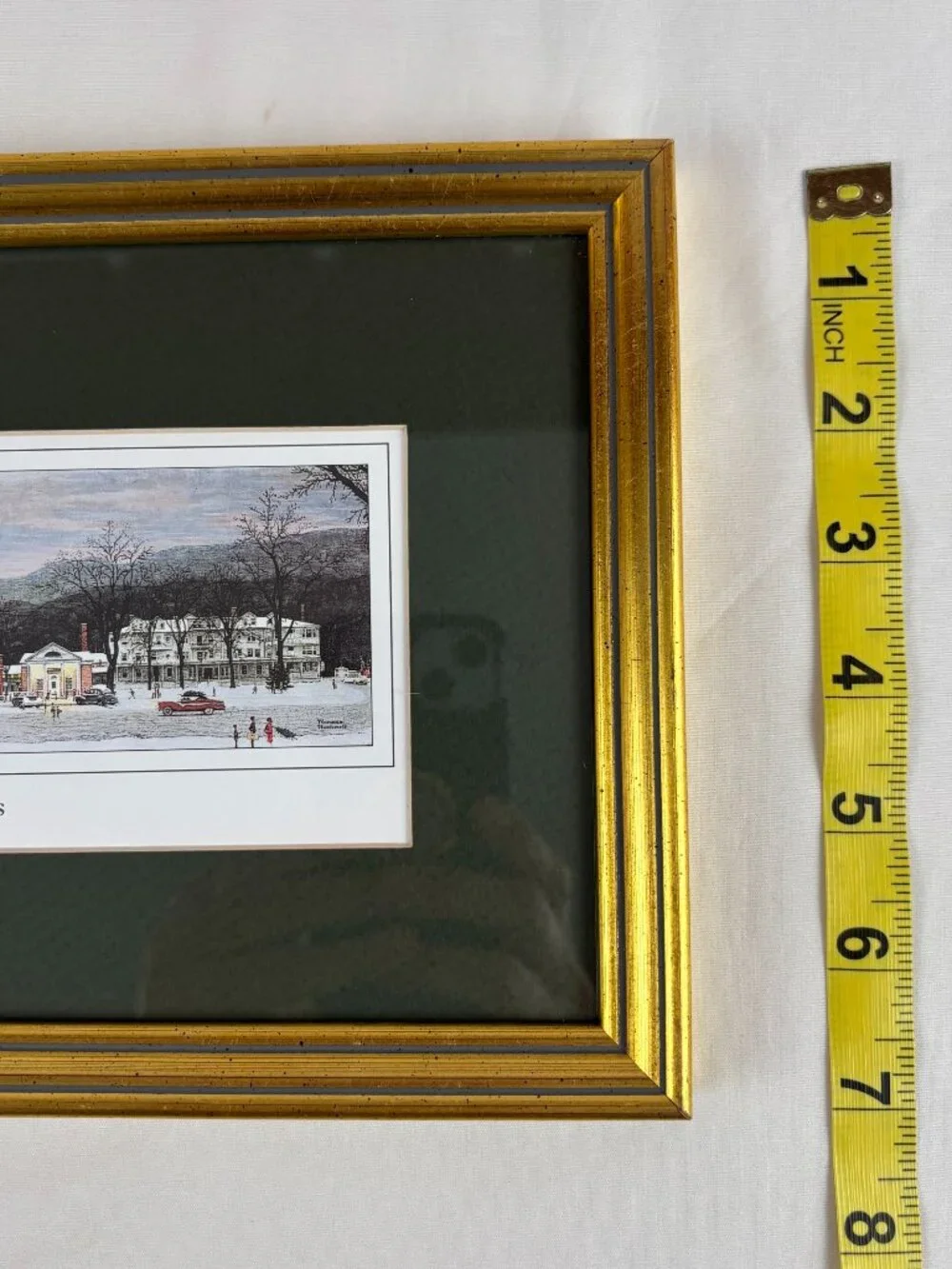 StockBridge At Christmas Norman Rockwell Small Gold Frame Print